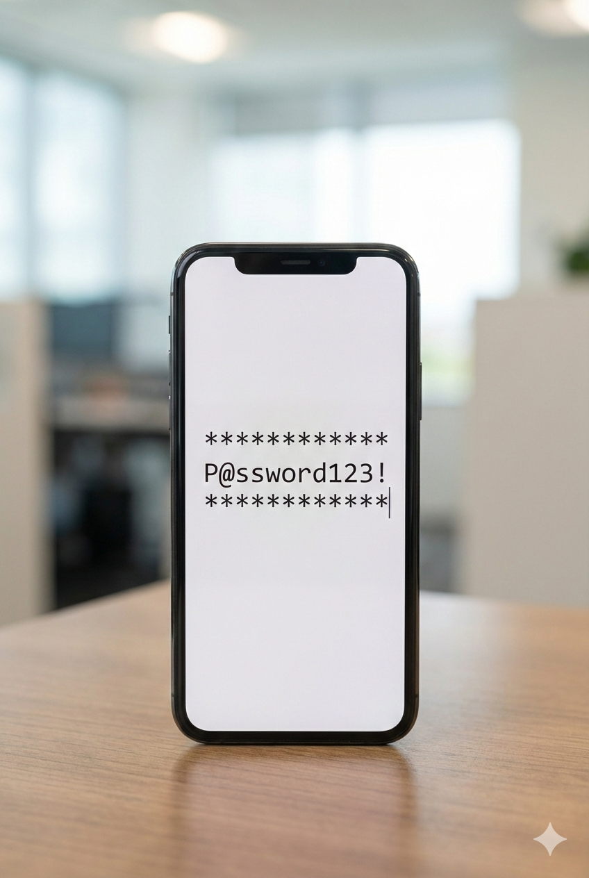 This image displays a password on a smartphone screen, representing the 'something you know' factor.